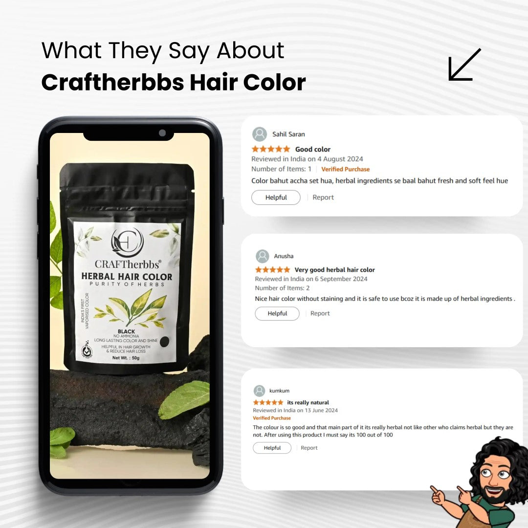 Herbal Hair & Beard Color | Black | NO AMMONIA | 50g