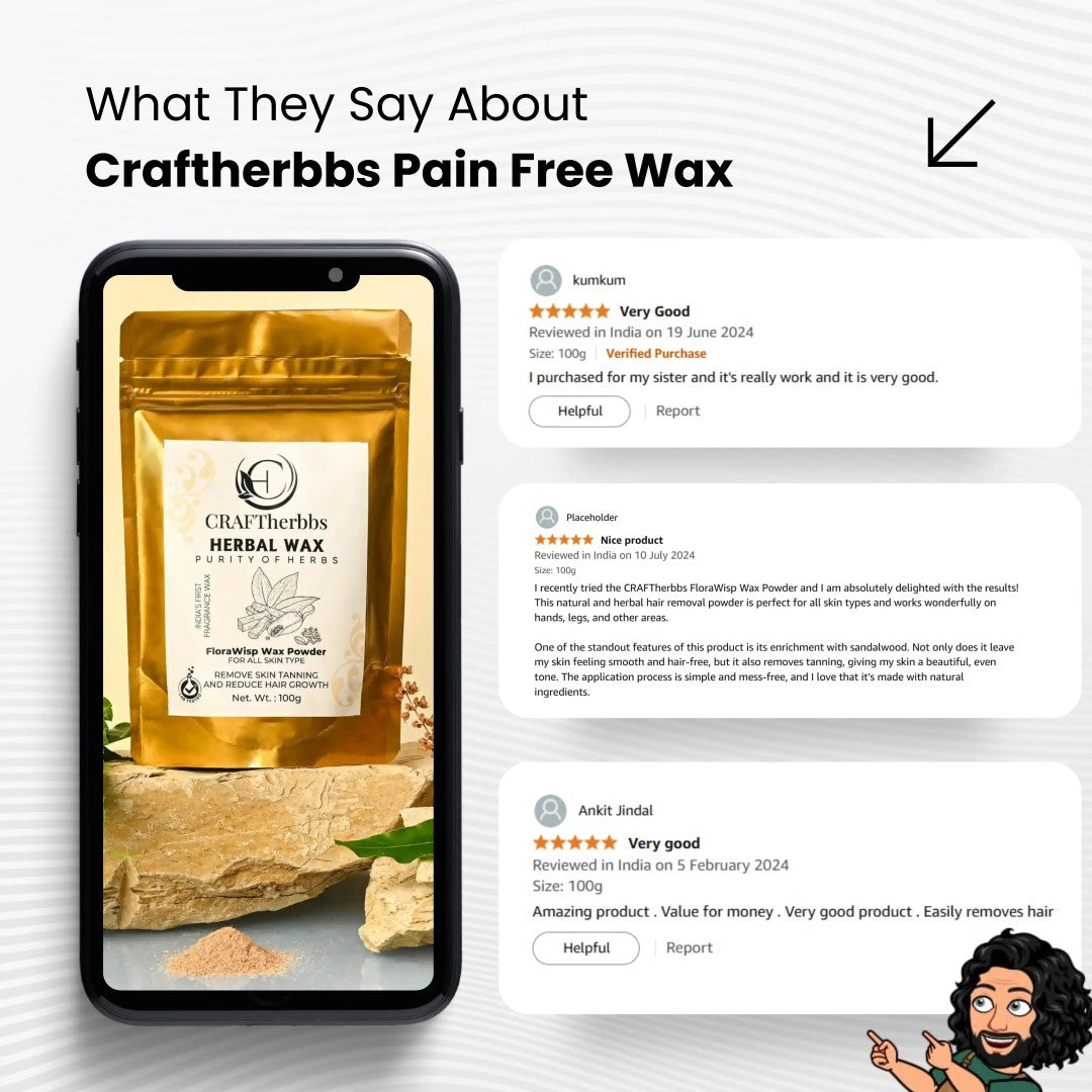 Herbal FloraWisp Pain Free Full Body Wax Powder | 100g