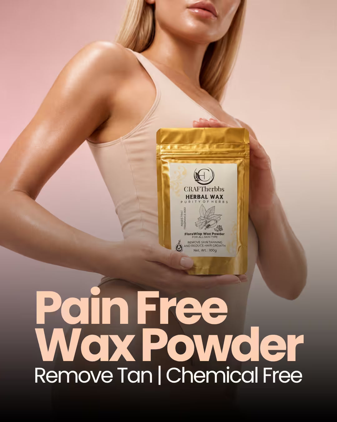 Herbal CalmGrove PAIN FREE Full Body Wax Powder | Rose Wax | Sensitive Skin | 100g