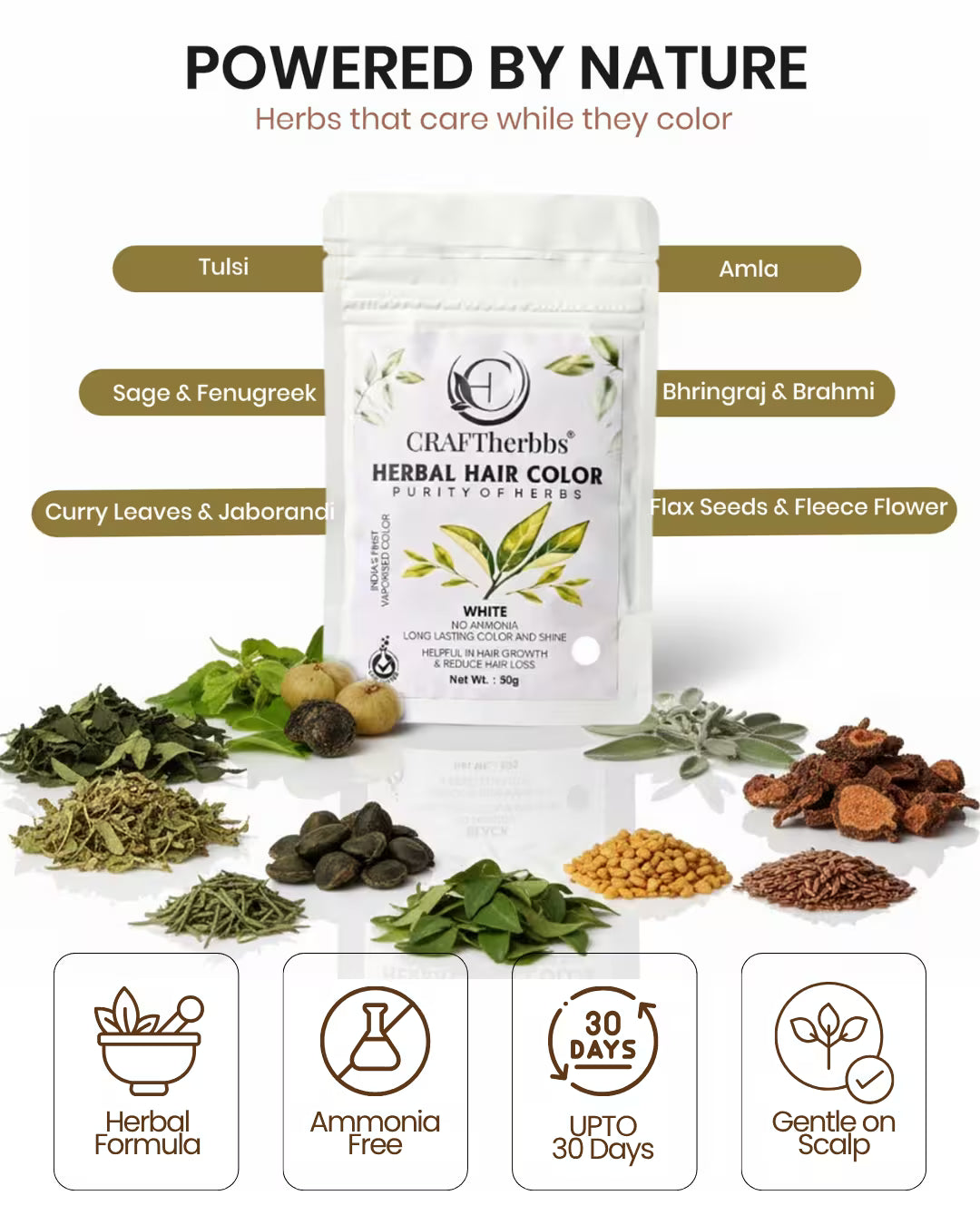 Herbal Beard & Hair Color - Brown |NO AMMONIA|50g