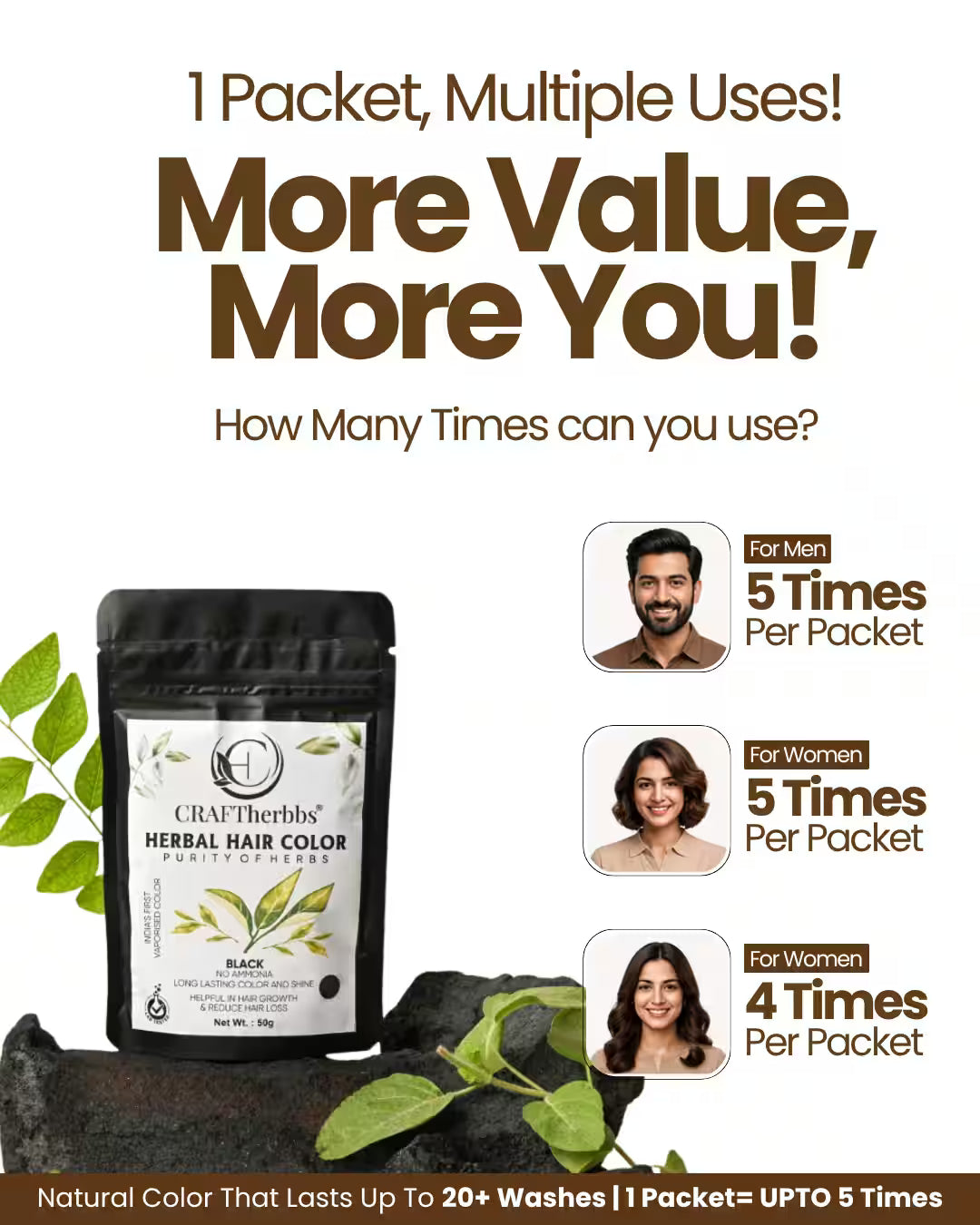 Herbal Hair & Beard Color | Black | NO AMMONIA | 50g