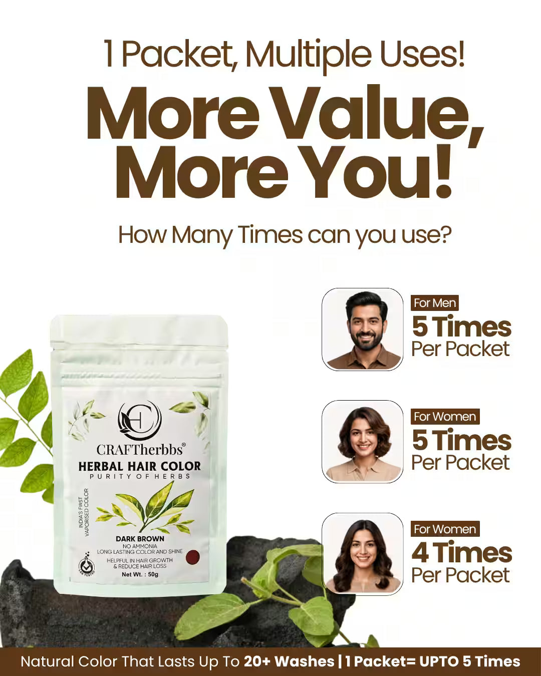 Herbal Beard & Hair Color - Brown |NO AMMONIA|50g