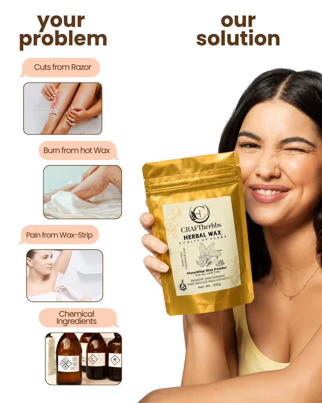 Herbal FloraWisp Pain Free Full Body Wax Powder | 100g
