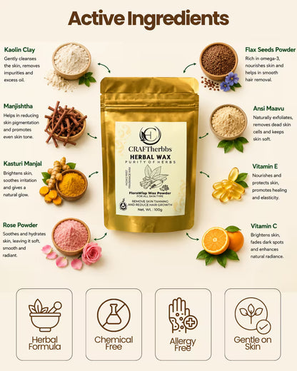 Herbal FloraWisp Pain Free Full Body Wax Powder | 100g