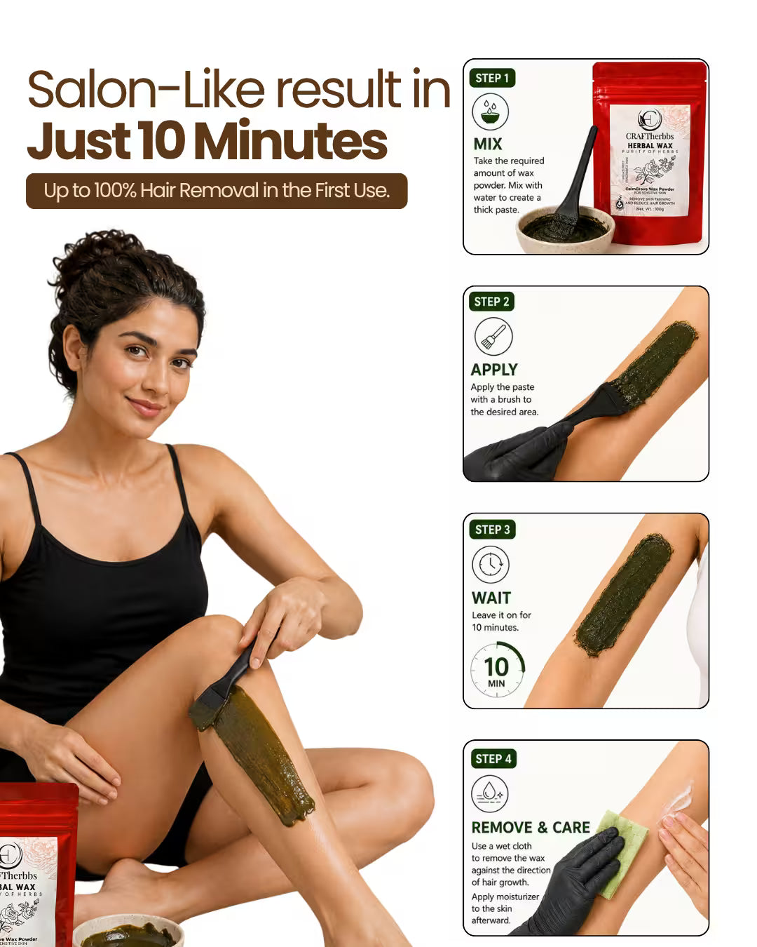 Herbal CalmGrove PAIN FREE Full Body Wax Powder | 100g