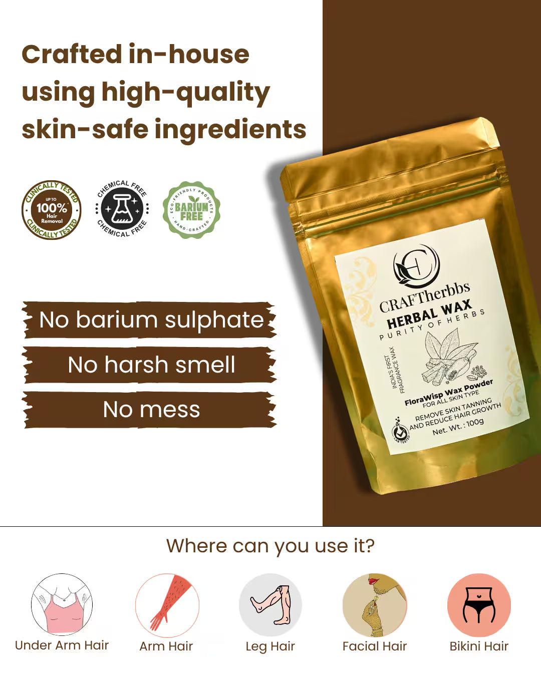 Herbal FloraWisp Pain Free Full Body Wax Powder | 100g