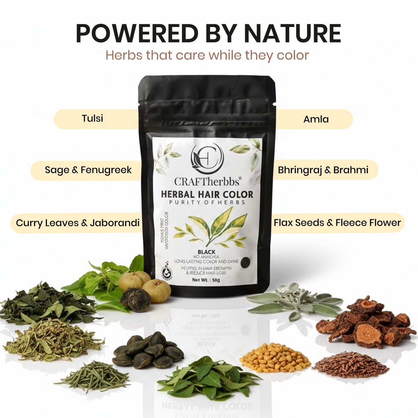 Herbal Hair & Beard Color | Black | NO AMMONIA | 50g