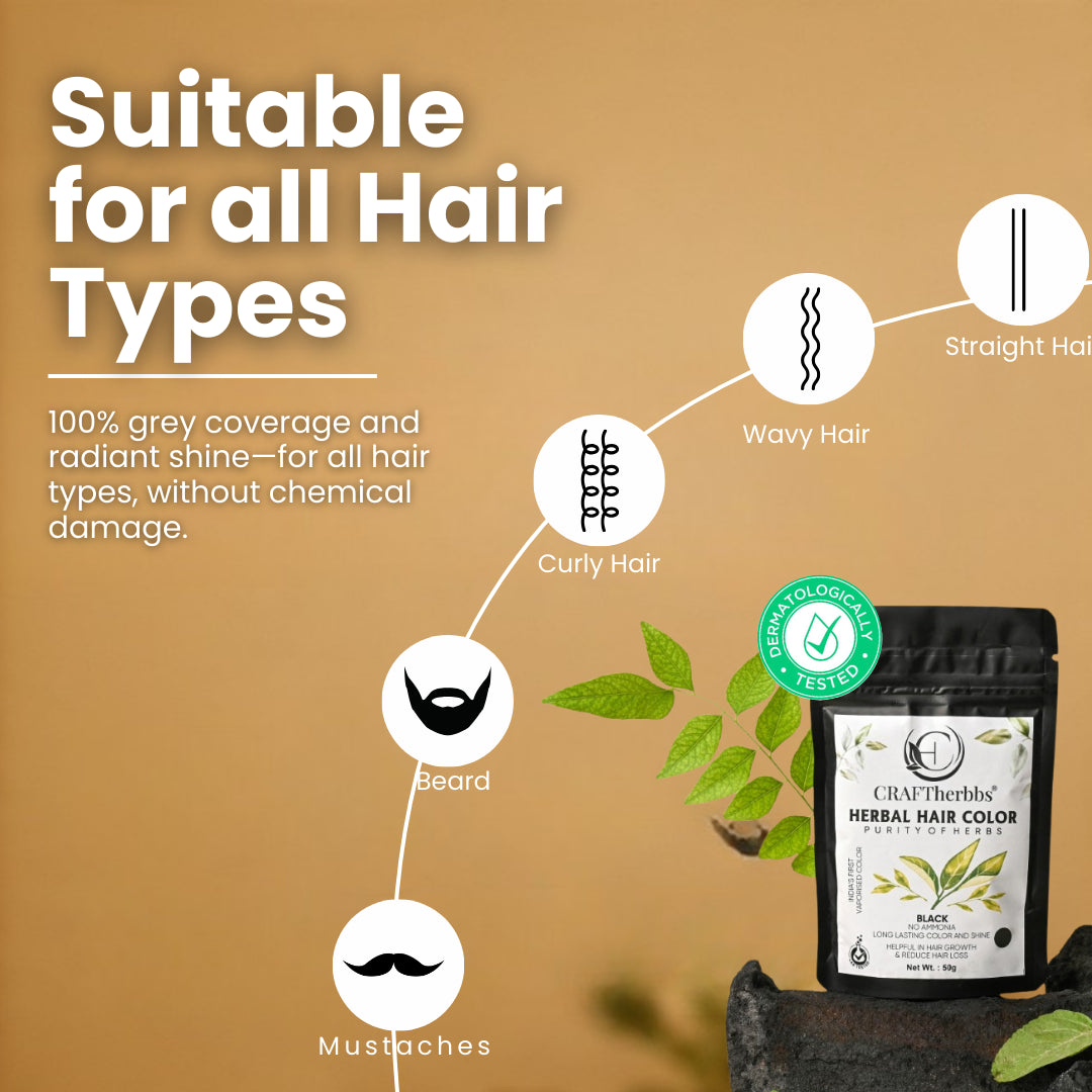 Herbal Hair & Beard Color | Black | NO AMMONIA | 50g