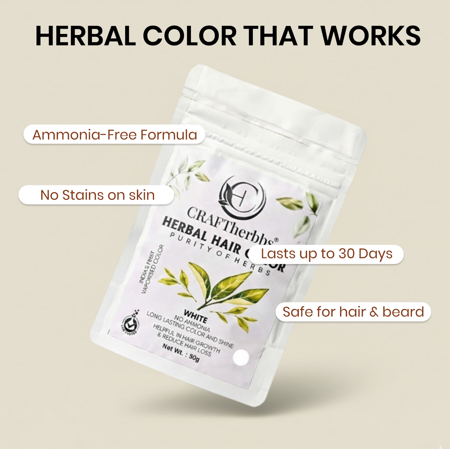 Herbal Beard & Hair Color - Brown |NO AMMONIA|50g