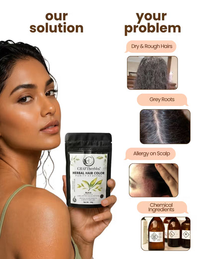 Herbal Hair & Beard Color | Black | NO AMMONIA | 50g