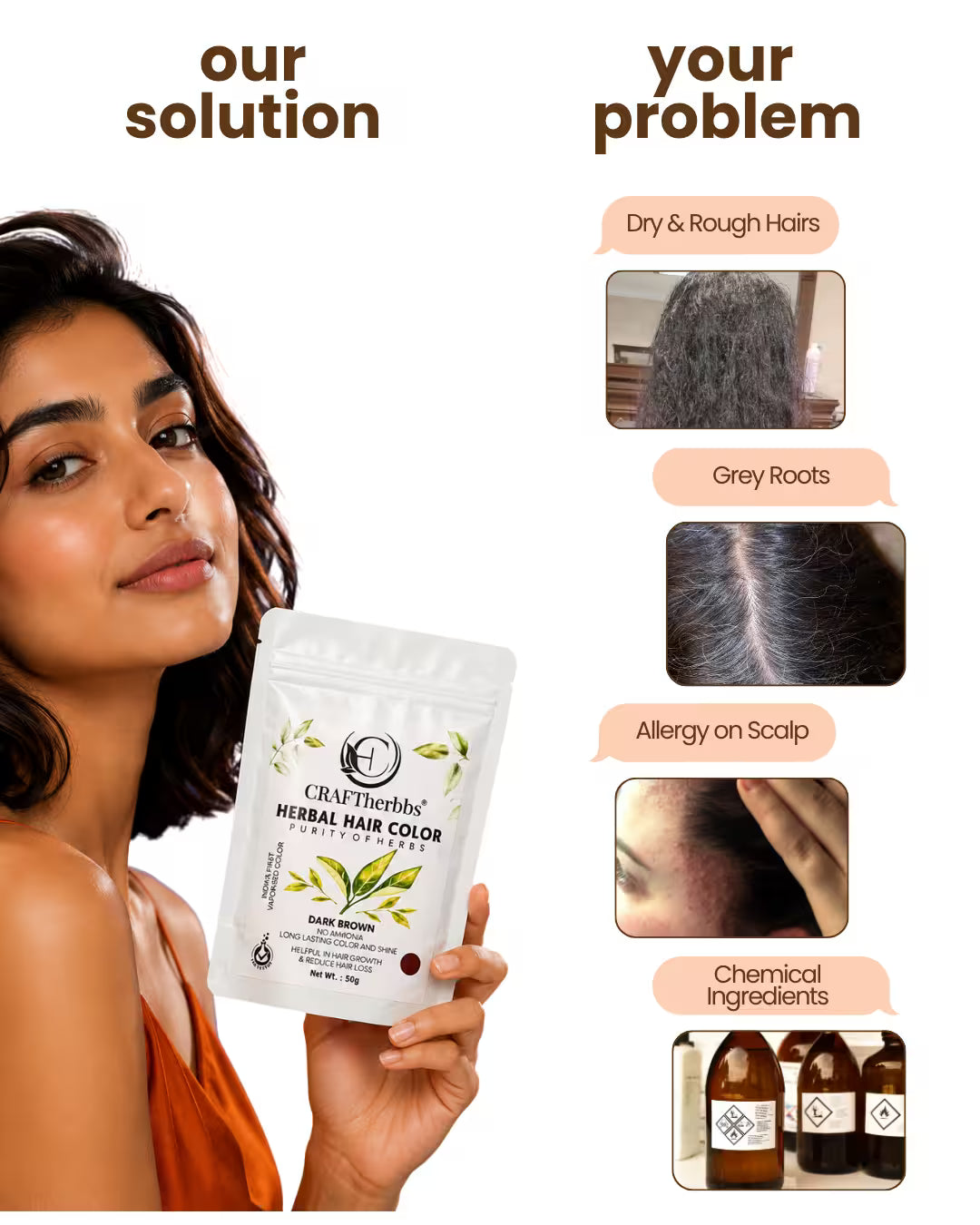 Herbal Beard & Hair Color - Brown |NO AMMONIA|50g